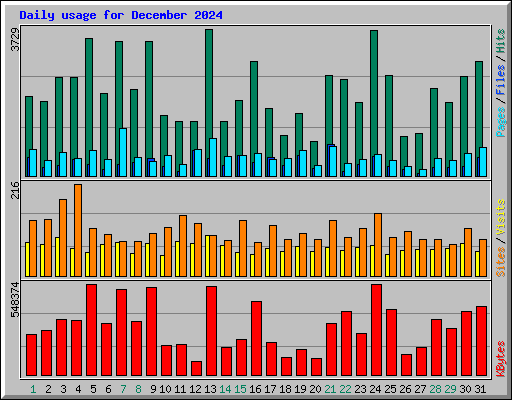 Daily usage for December 2024